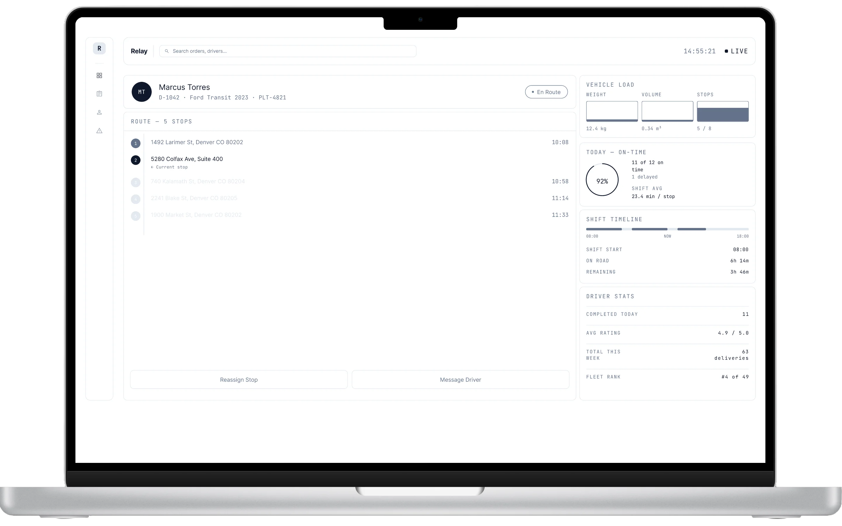 Project interface screen